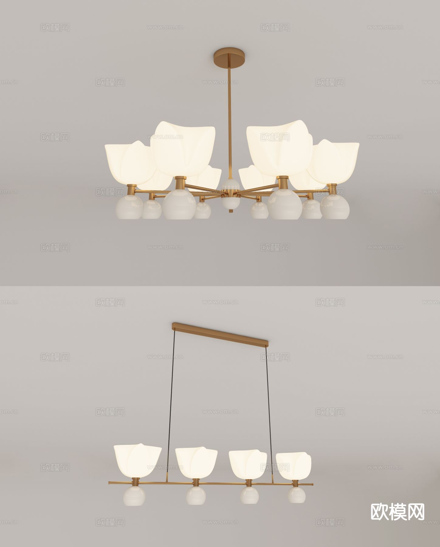 轻奢吊灯 多头吊灯3d模型下载
