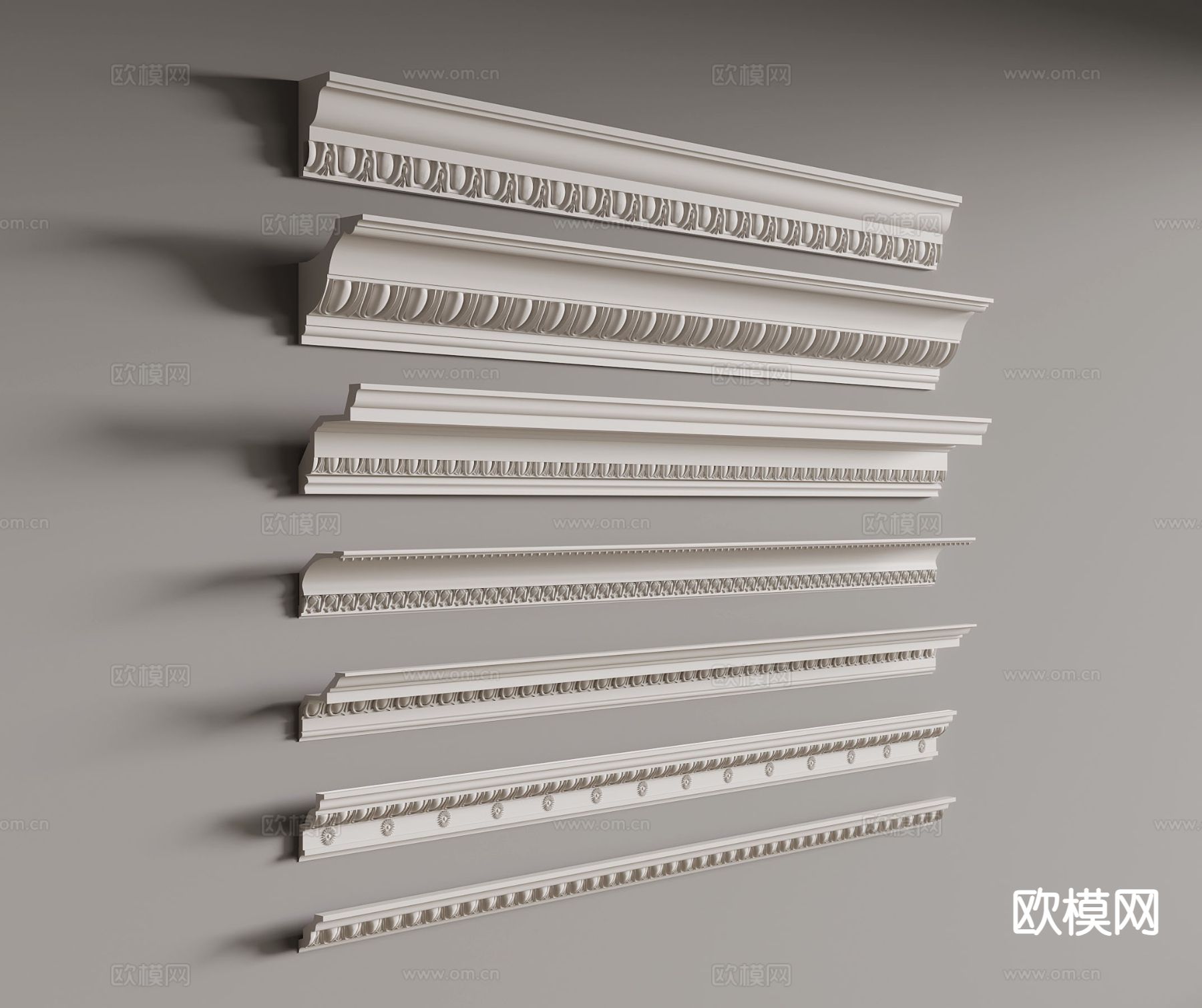 法式石膏线条 天际线 雕花线3d模型下载