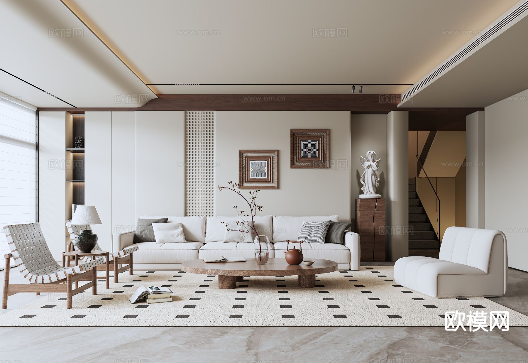 侘寂客厅3d模型下载