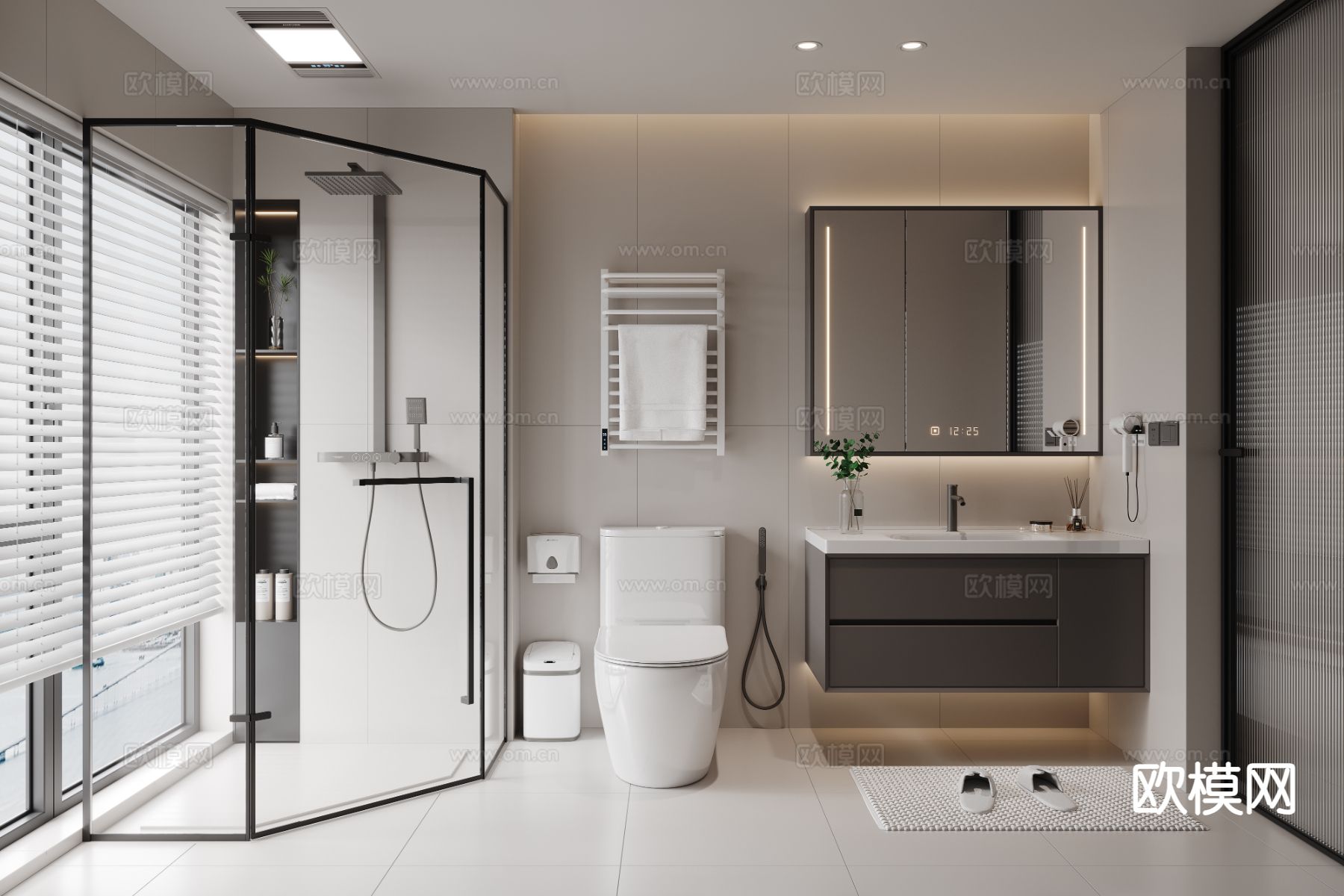 现代卫生间 浴室3d模型下载