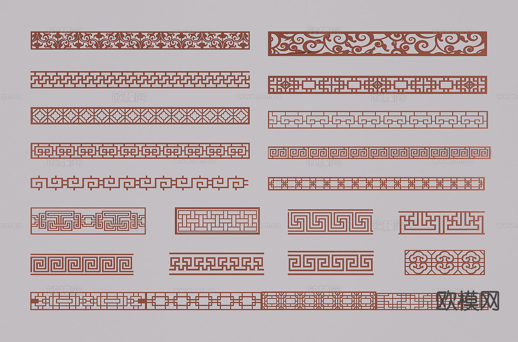 新中式花格 镂空雕花su模型下载（渲染图2）
