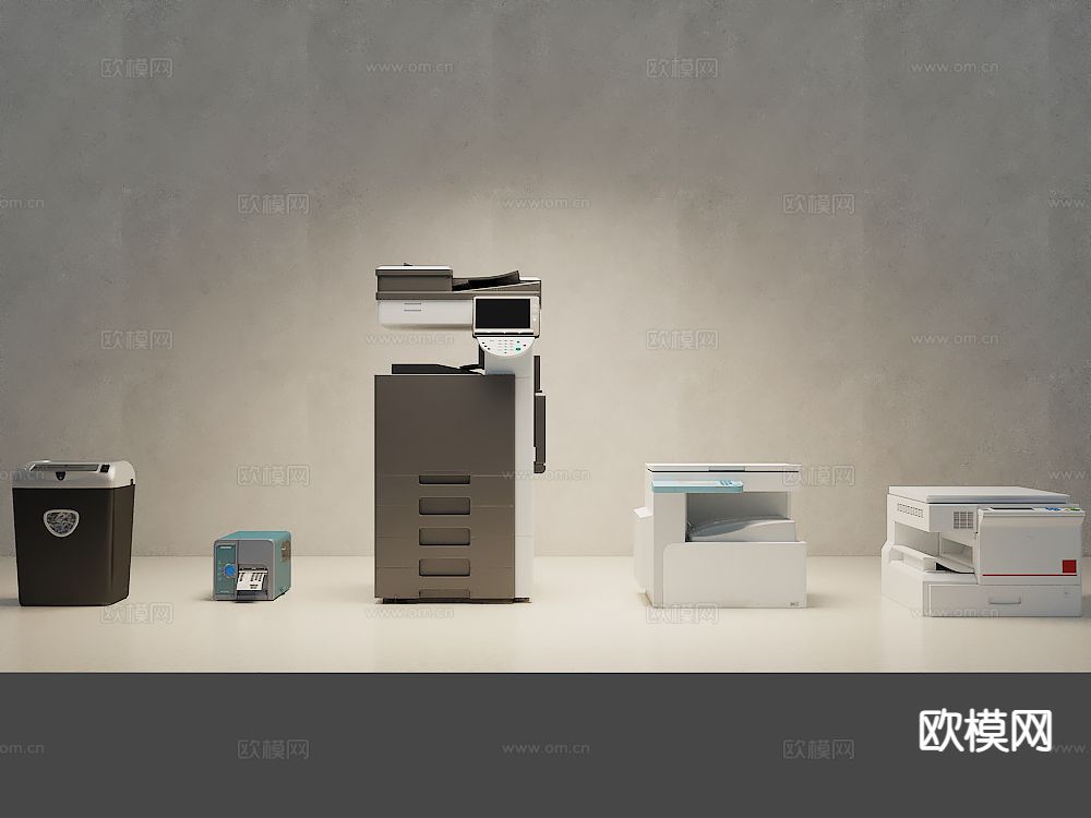 办公设备 复印机 打印机3d模型下载（渲染图1）