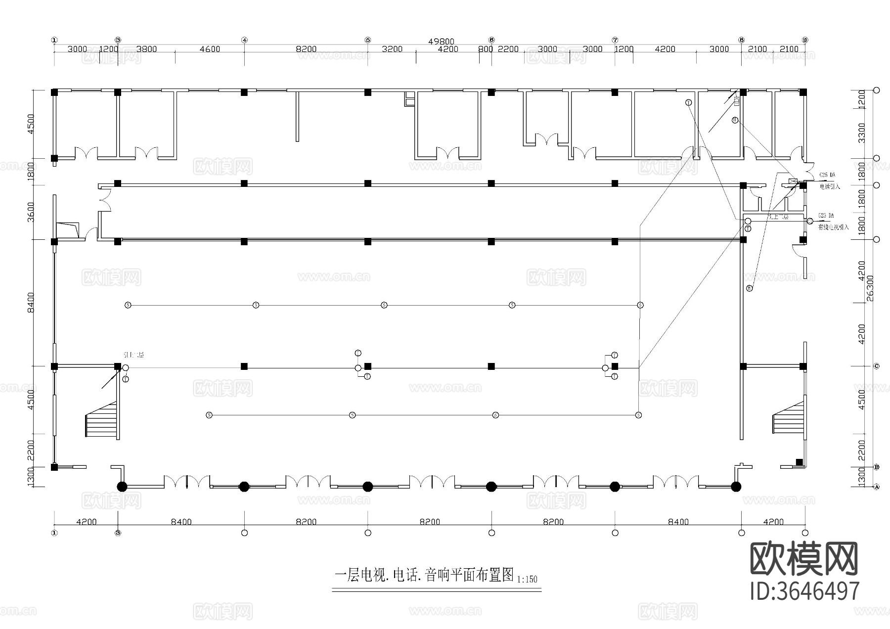 大学食堂电气消防施工图下载（渲染图3）