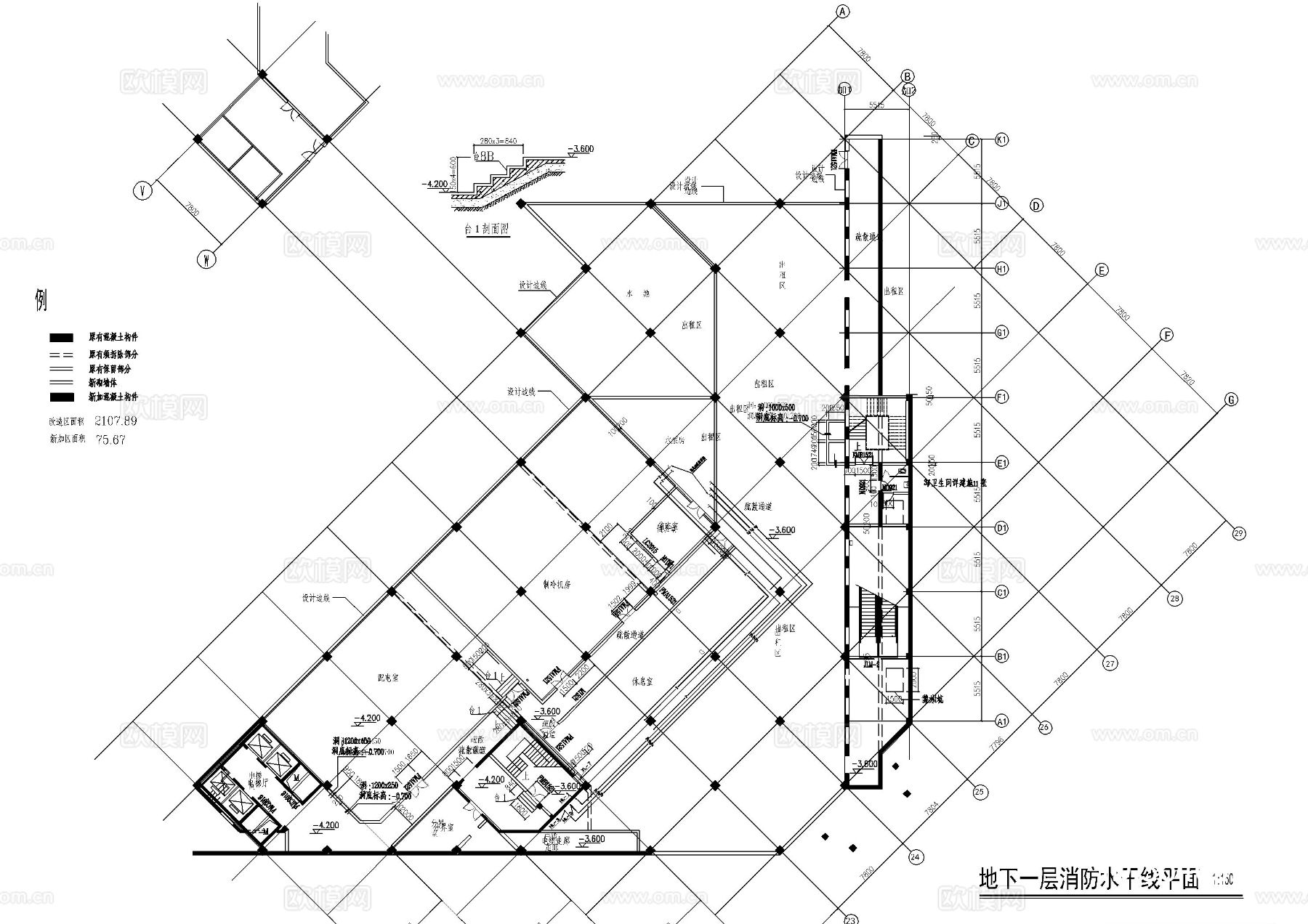 五层综合楼消防CAD施工图下载（渲染图2）