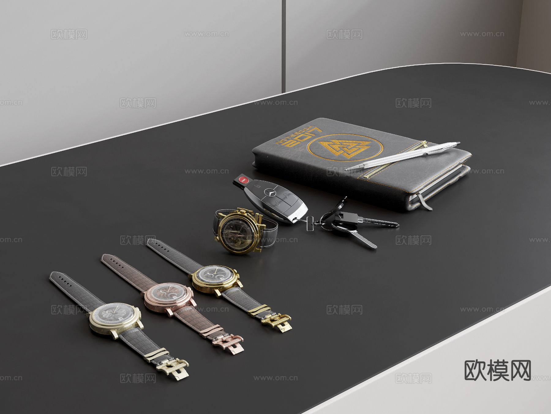 手表 机械手表 皮带手表su模型下载（渲染图2）