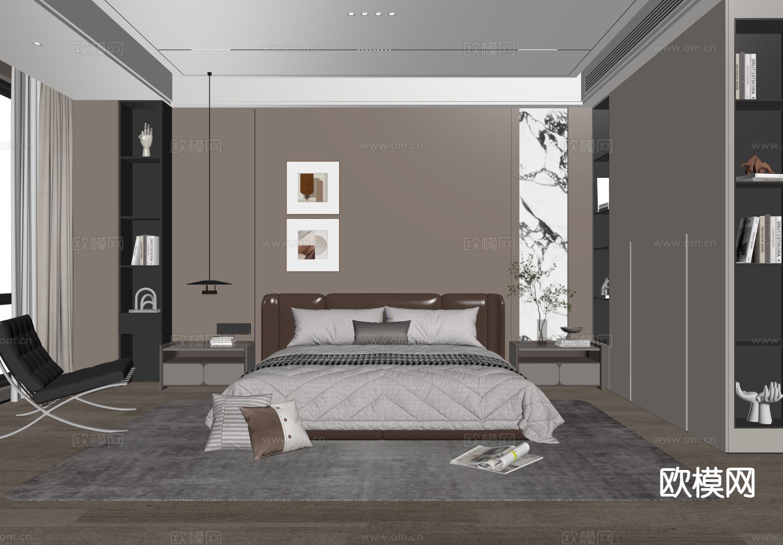 意式卧室 主卧su模型下载（渲染图1）