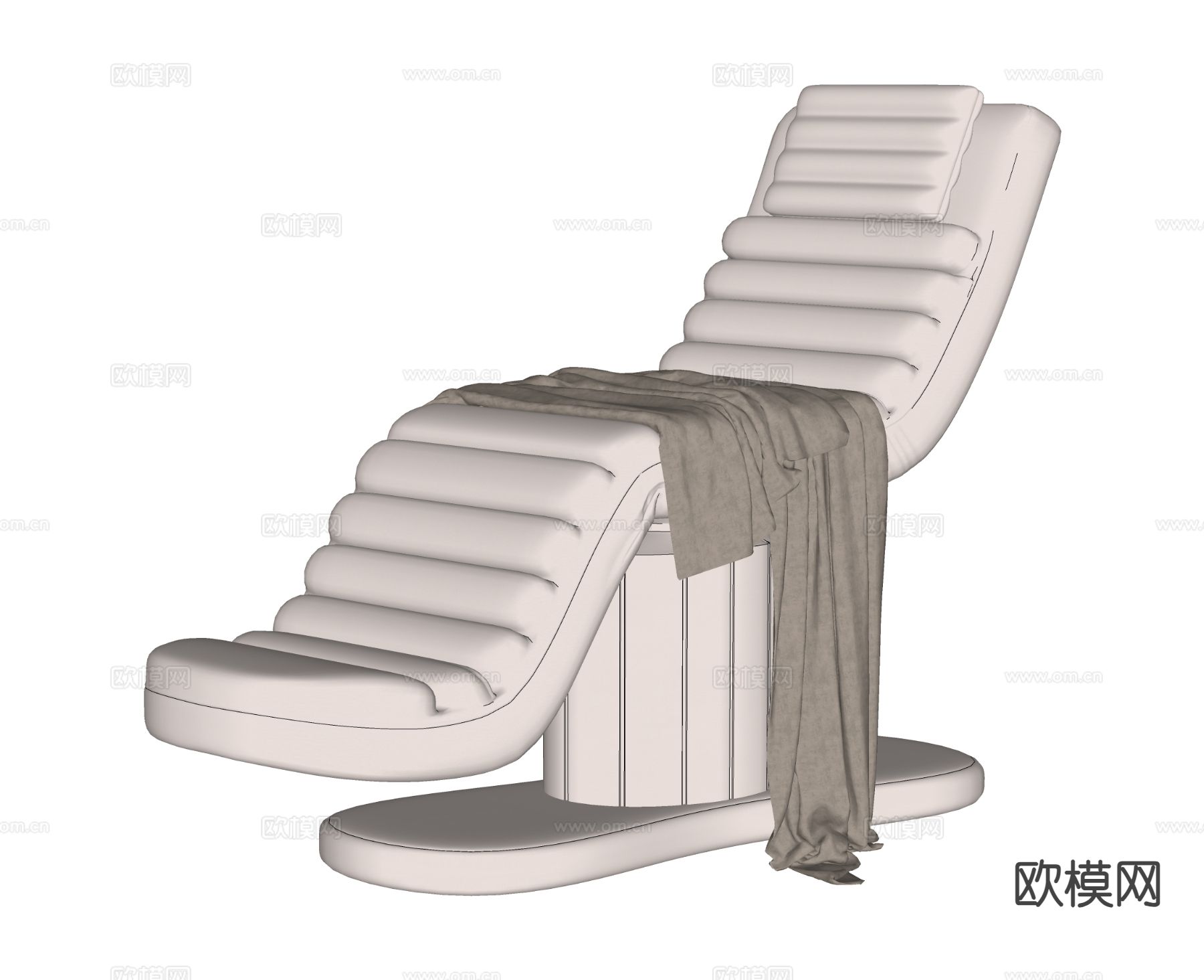 现代SPA按摩椅 躺椅su模型下载（渲染图1）