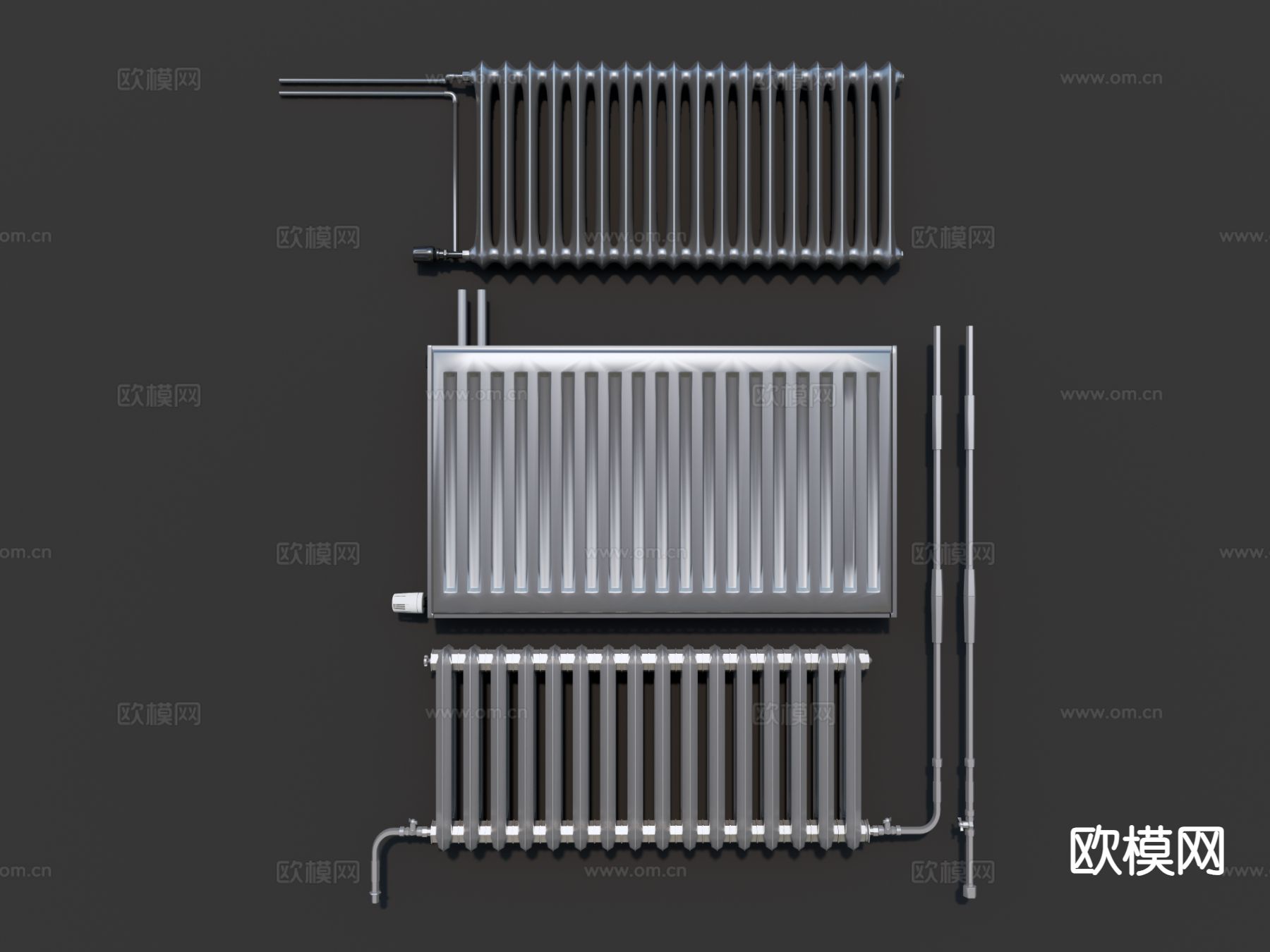 现代室内暖气片 集体供暖 暖气管3d模型