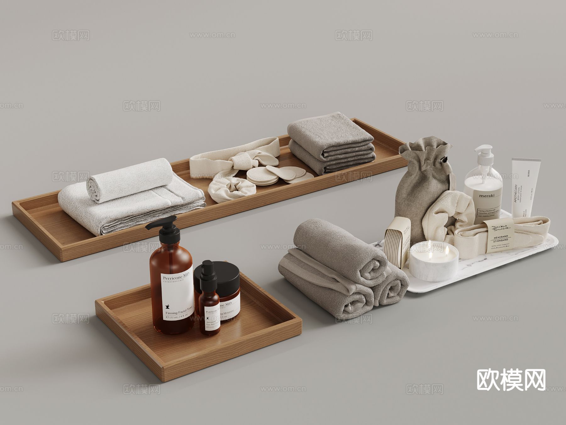 洗浴用品 洗漱用品 毛巾 浴巾su模型下载（渲染图2）