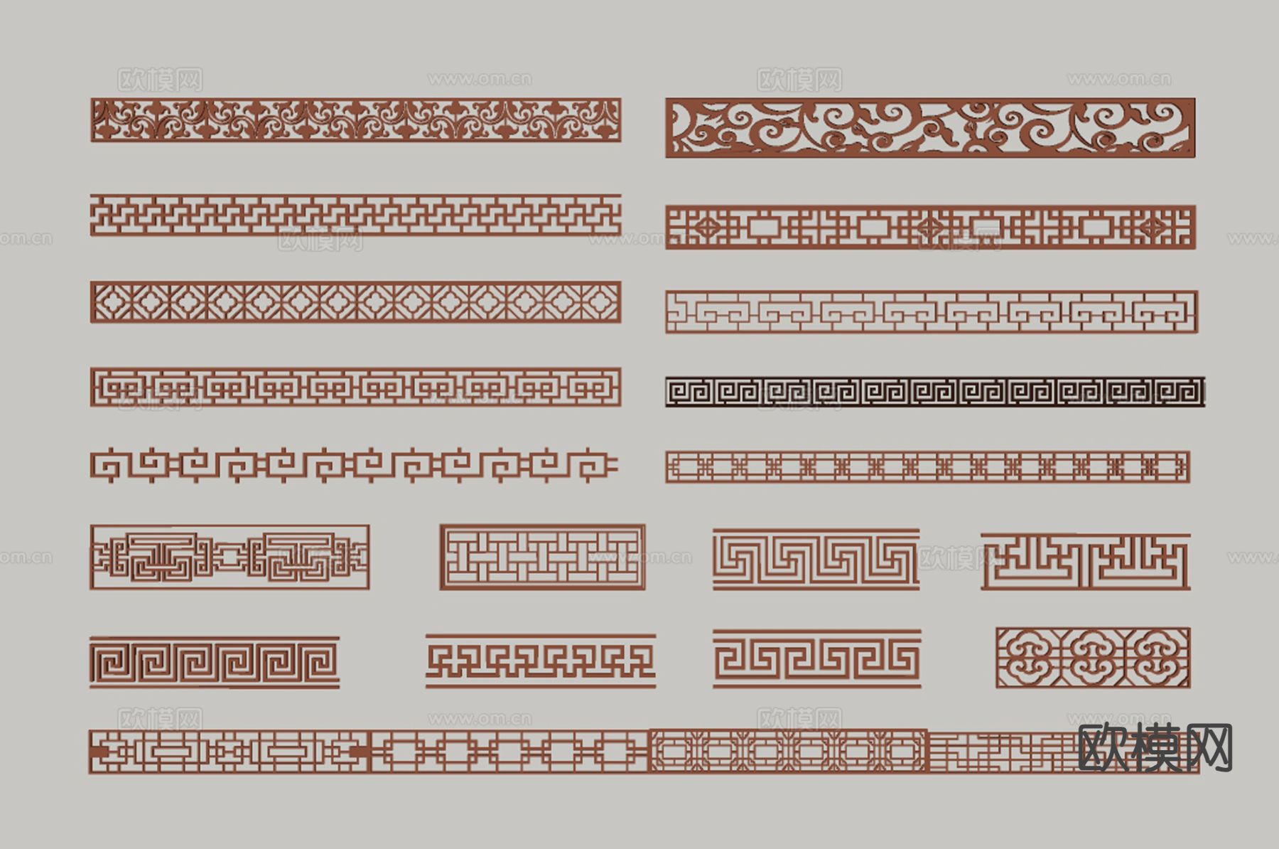 新中式花格 镂空雕花su模型下载（渲染图1）