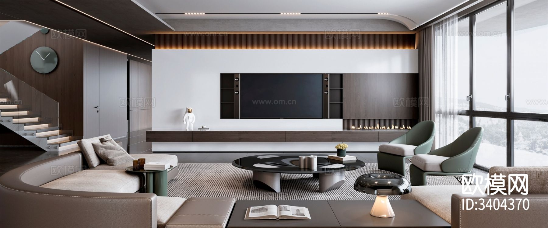 现代客厅 电视背景墙效果图下载（渲染图1）