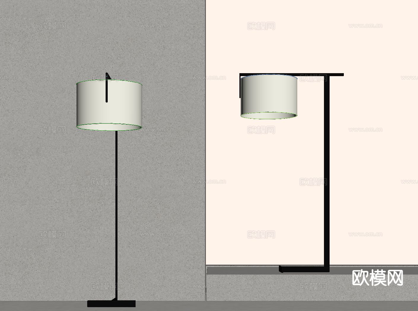 现代落地灯su模型下载（渲染图1）