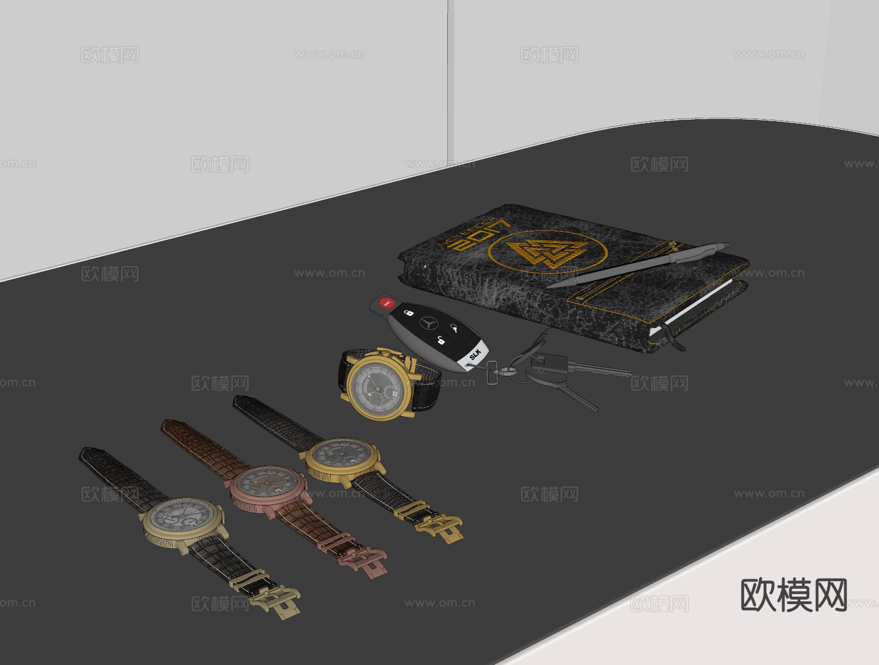 手表 机械手表 皮带手表su模型下载（渲染图1）