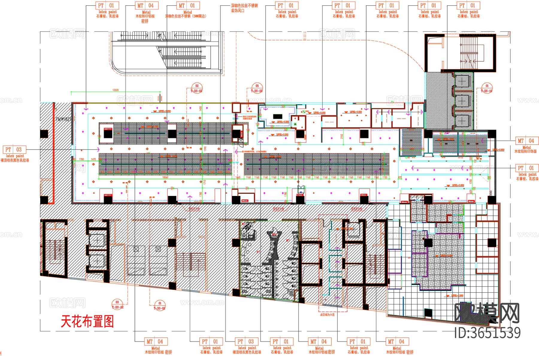 餐饮空间平面图 大餐厅平面图 餐饮平面图 餐厅平面布置cad施工图下载（渲染图1）