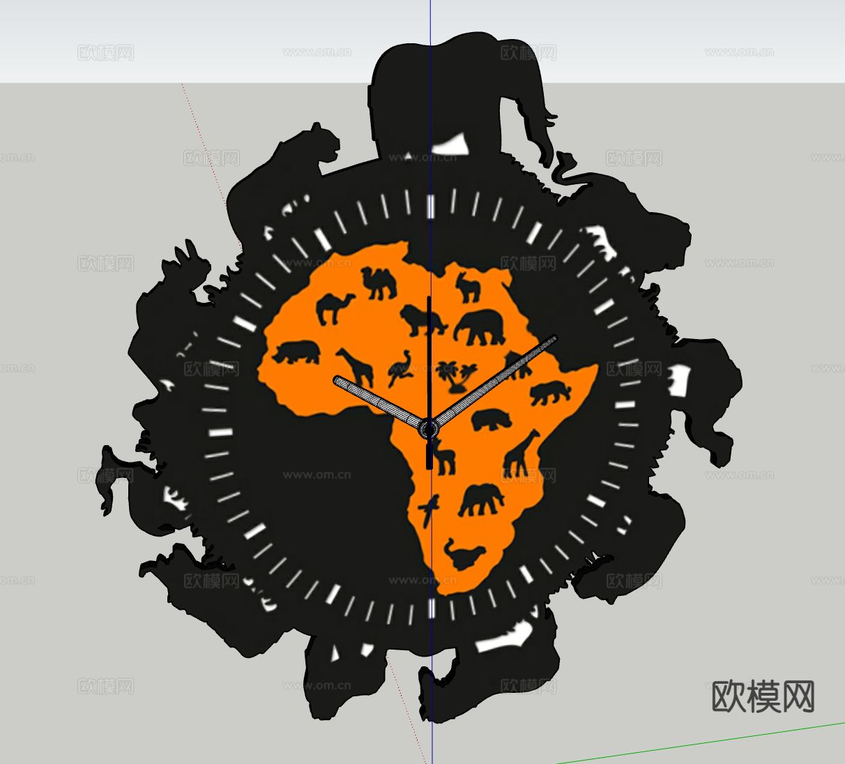 卡通动物造型钟表 挂钟3d模型