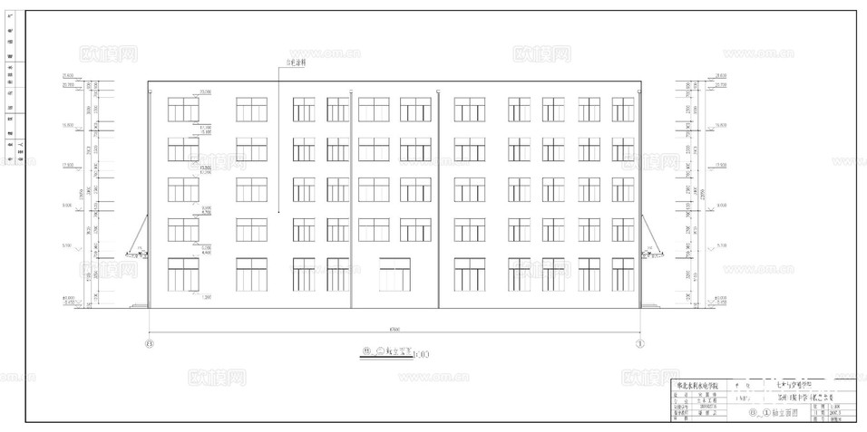 教學樓建施圖cad施工圖下載(渲染圖1)