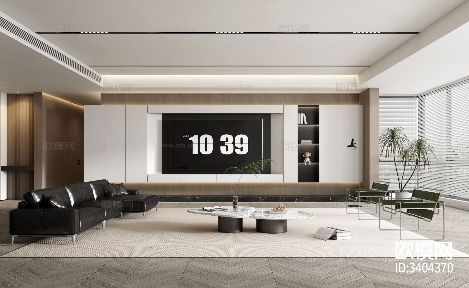 现代客厅 电视背景墙效果图下载（渲染图5）