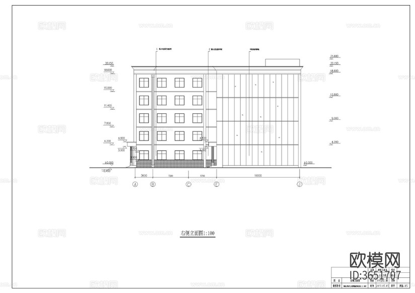 大學教學樓cad施工圖下載(渲染圖5)