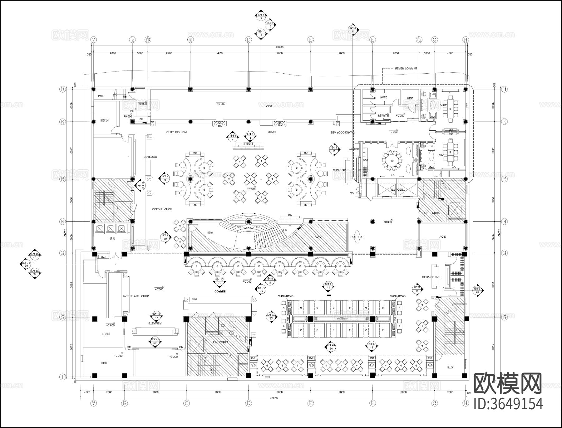 37套中餐厅cad施工图下载（渲染图2）