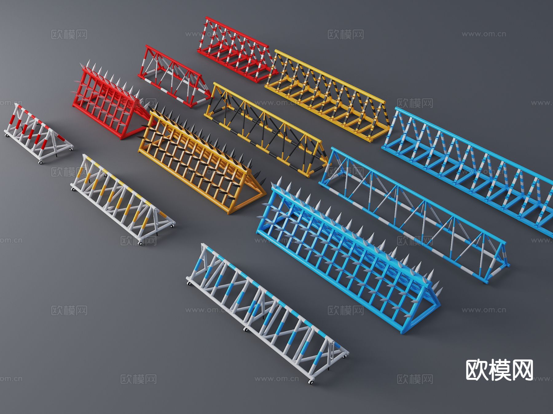 防冲撞路障 挡车杆 安全隔离栏3d模型