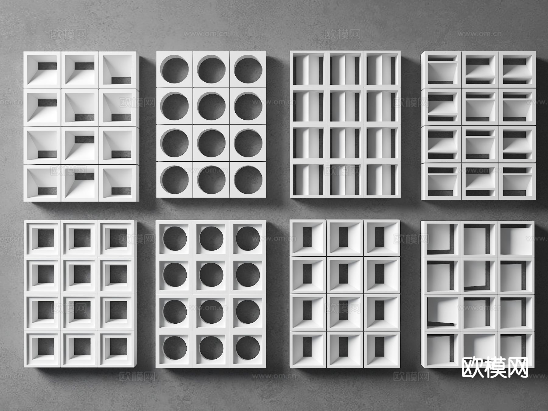 水泥砖隔断 镂空砖隔断3d模型