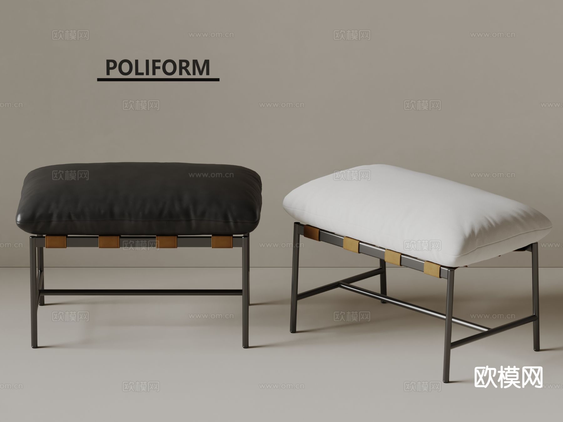 poliform 意式凳子 沙发凳 矮凳3d模型