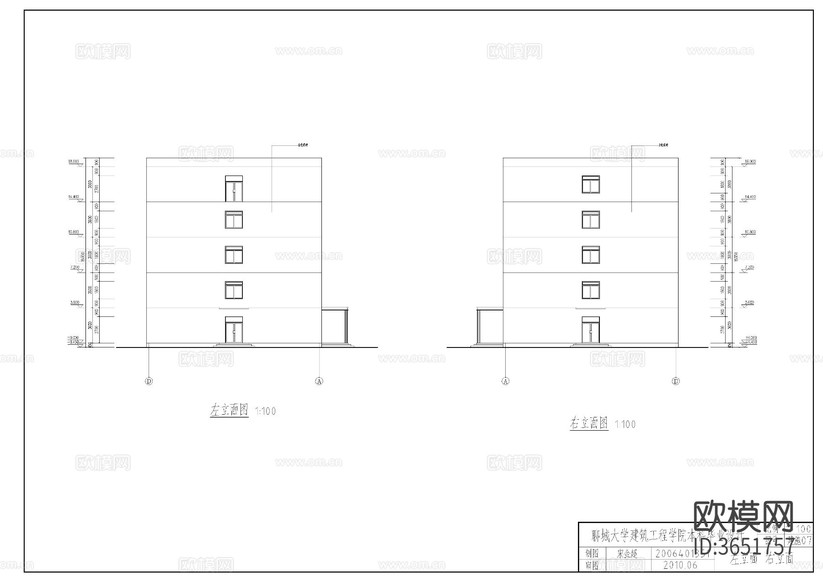 教學(xué)樓建施cad施工圖下載(渲染圖7)
