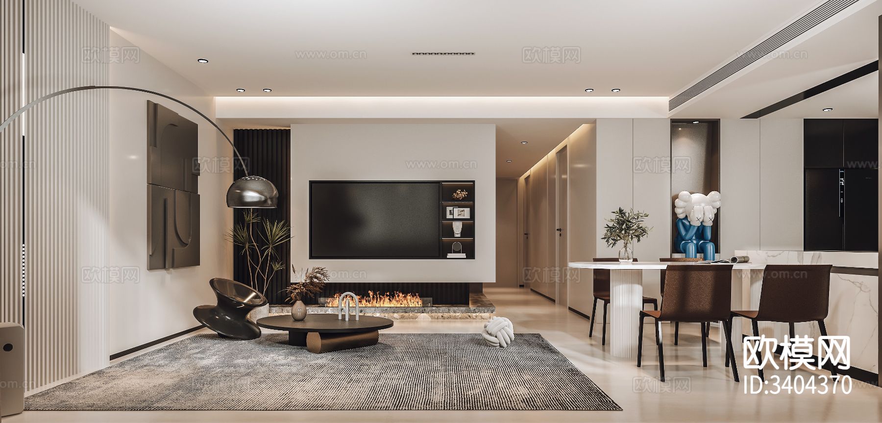 现代客厅 电视背景墙效果图下载（渲染图10）