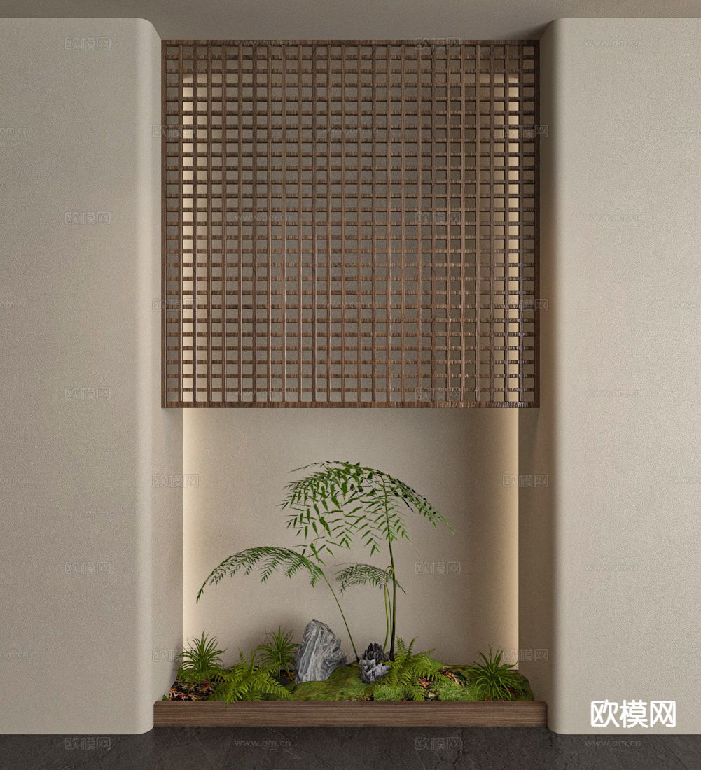 侘寂绿植造景 植物堆3d模型