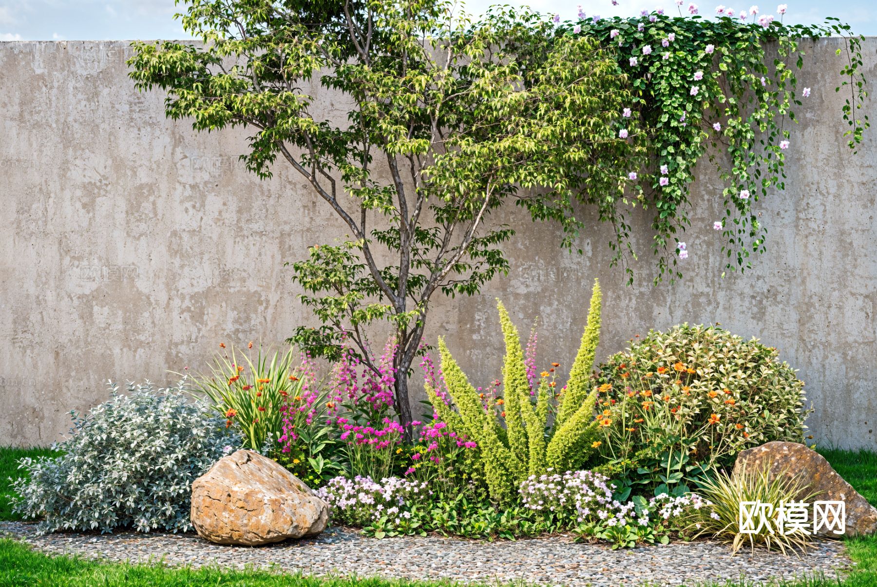 花草花镜 灌木草丛 植物堆su模型下载（渲染图2）