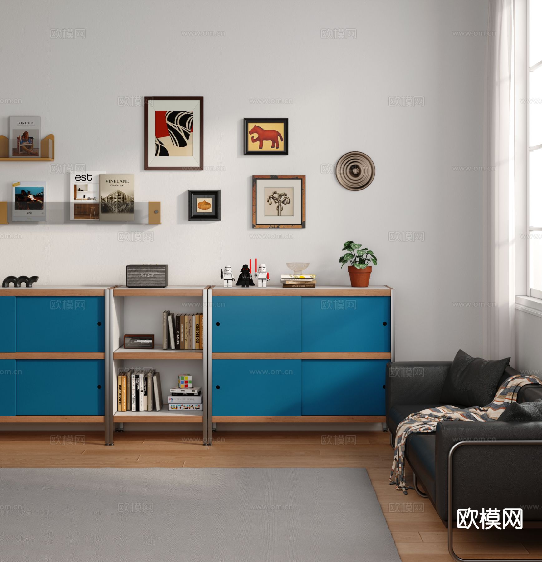 包豪斯推拉门储物柜3d模型下载