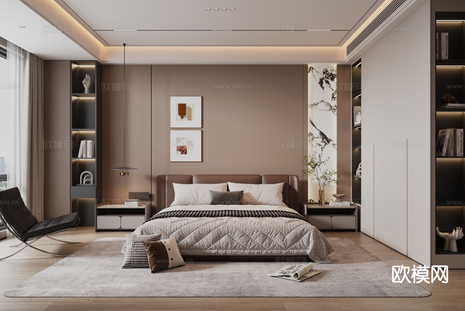 意式卧室 主卧su模型下载（渲染图2）