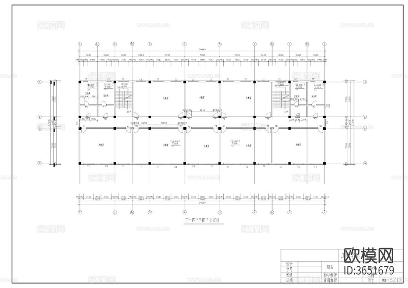 教學(xué)樓建施圖cad施工圖下載(渲染圖1)