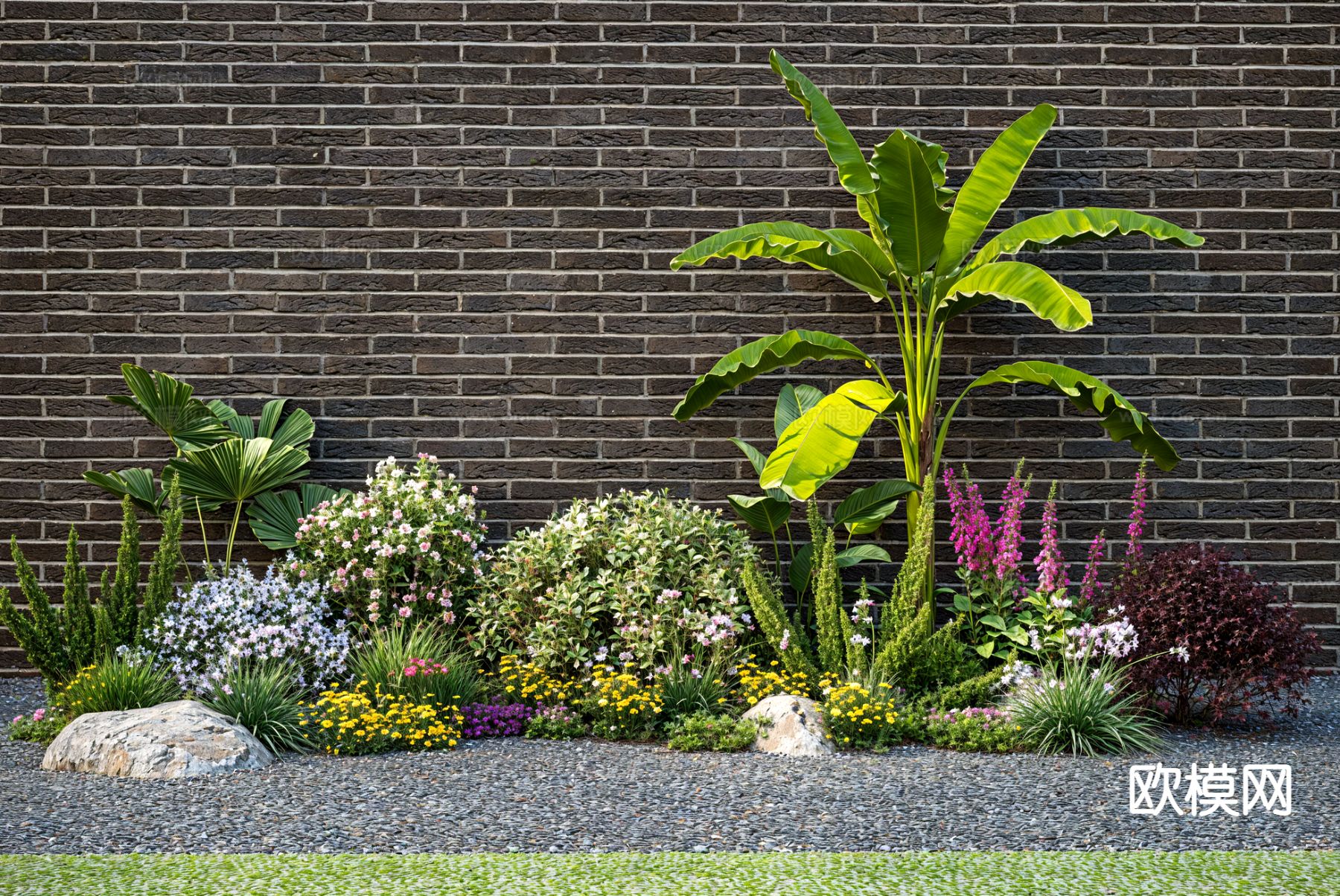 芭蕉树  灌木球 植物堆su模型下载（渲染图2）