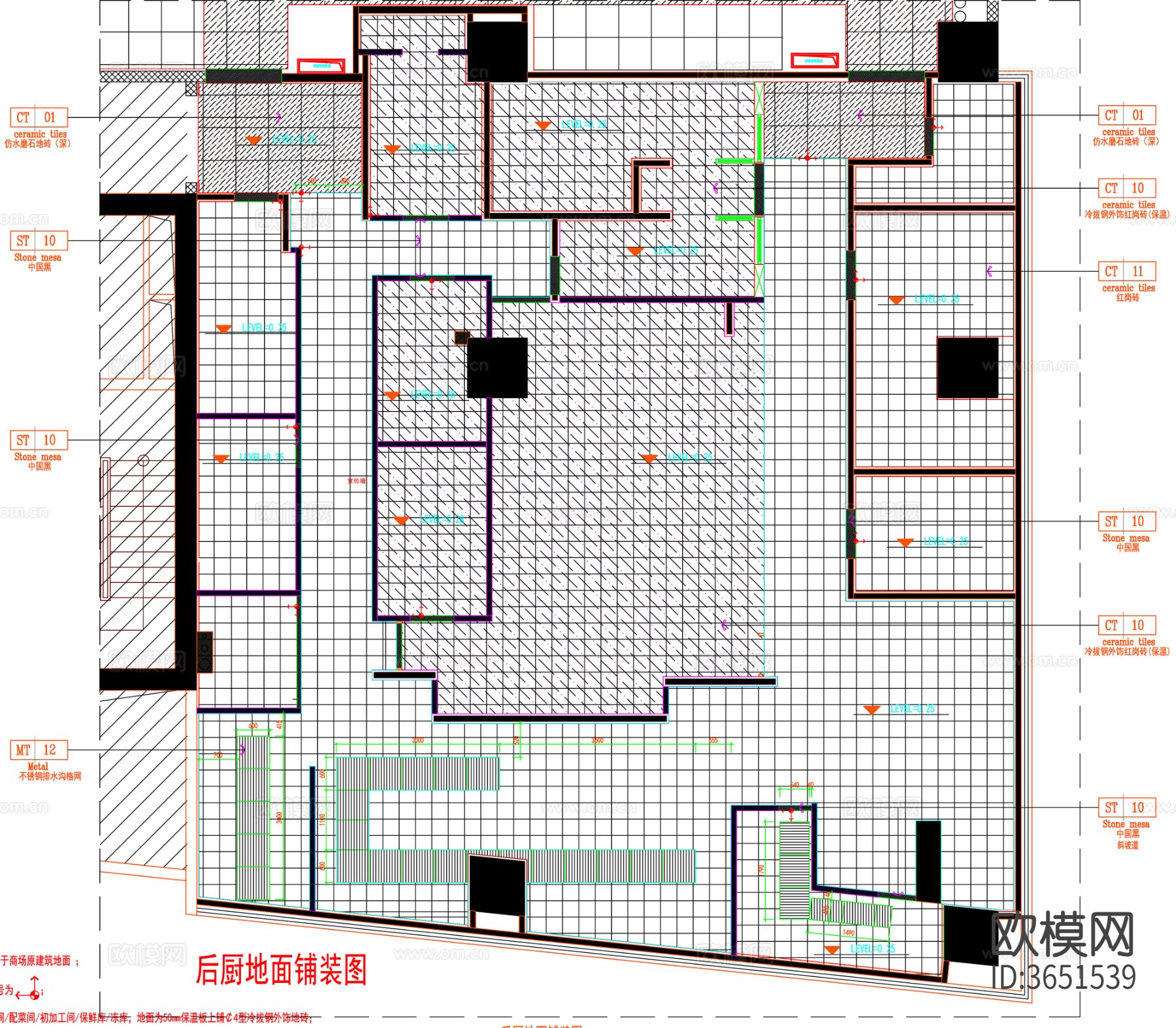 餐饮空间平面图 大餐厅平面图 餐饮平面图 餐厅平面布置cad施工图下载（渲染图6）