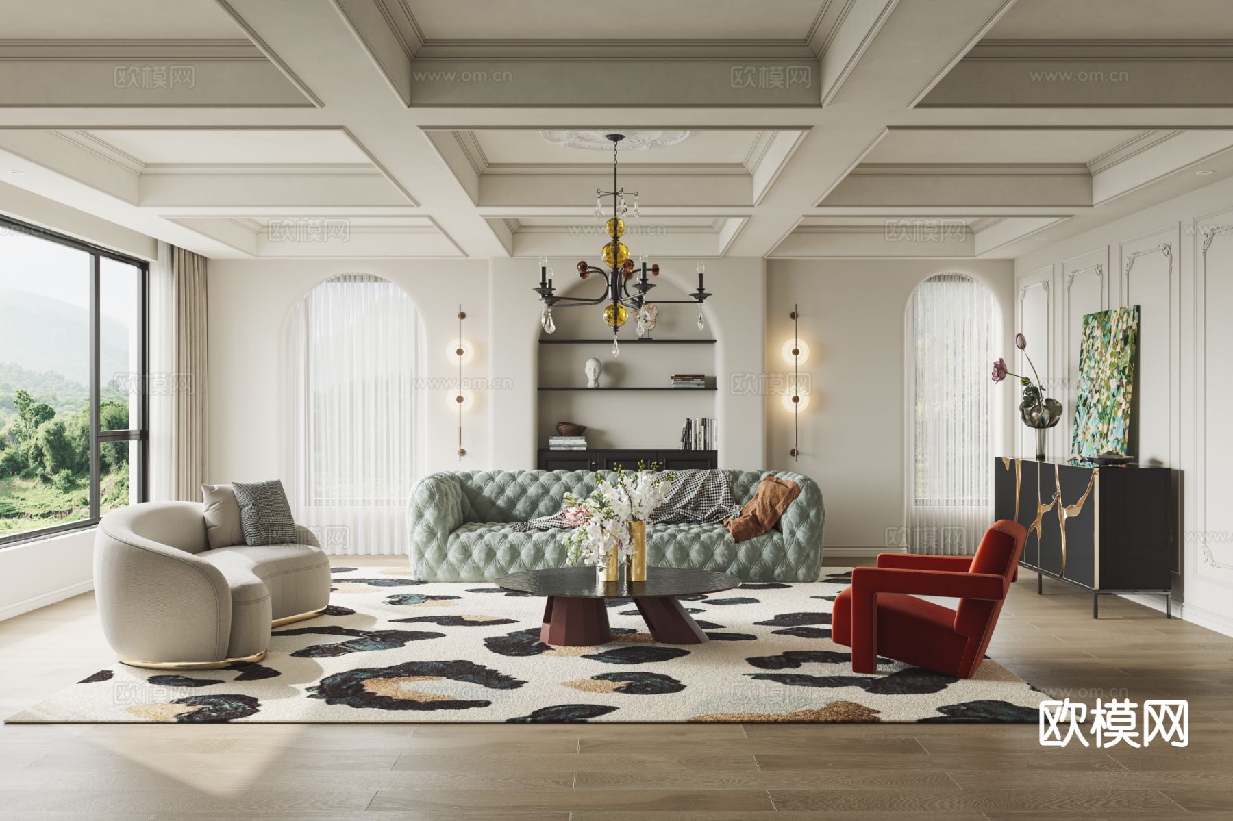 法式客厅3d模型下载