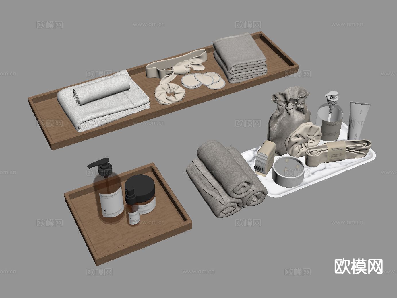 洗浴用品 洗漱用品 毛巾 浴巾su模型下载（渲染图1）