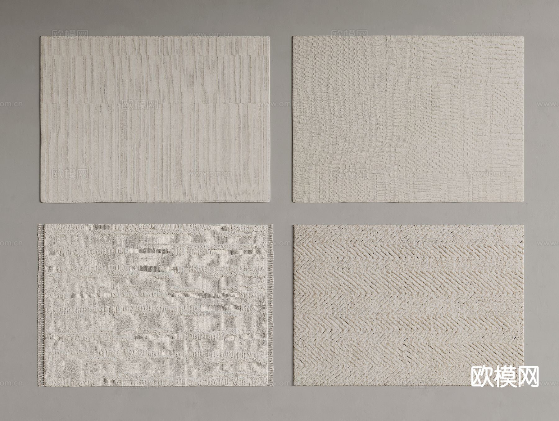 奶油风地毯 方毯3d模型下载