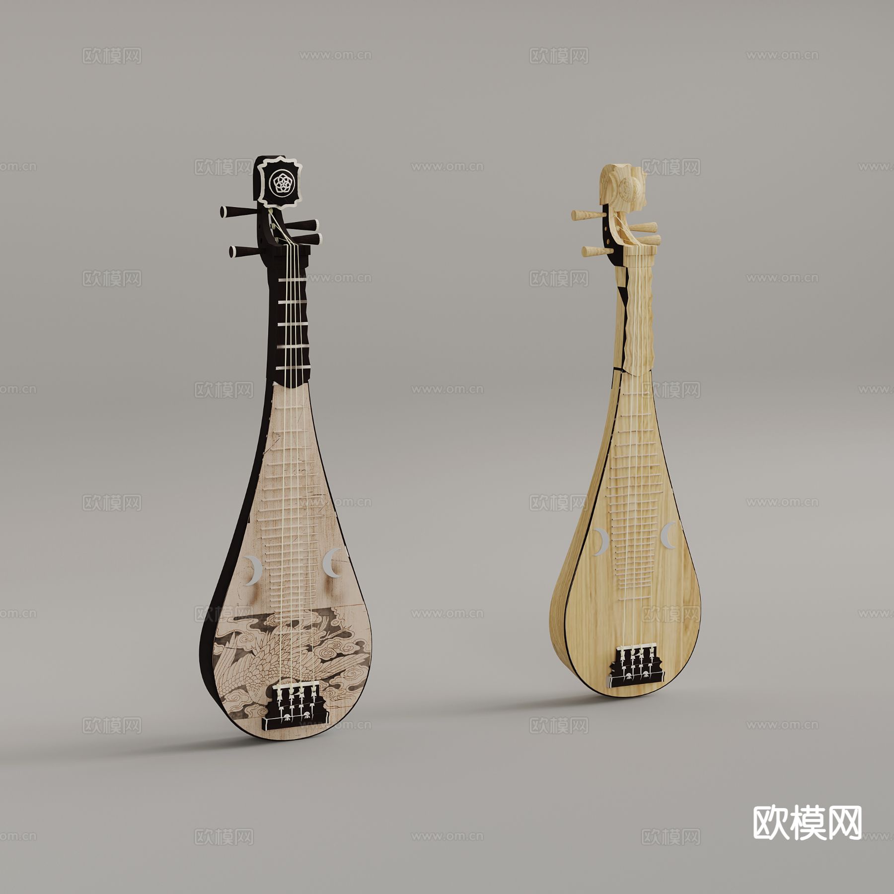 现代民谣乐器 琵琶su模型下载（渲染图2）