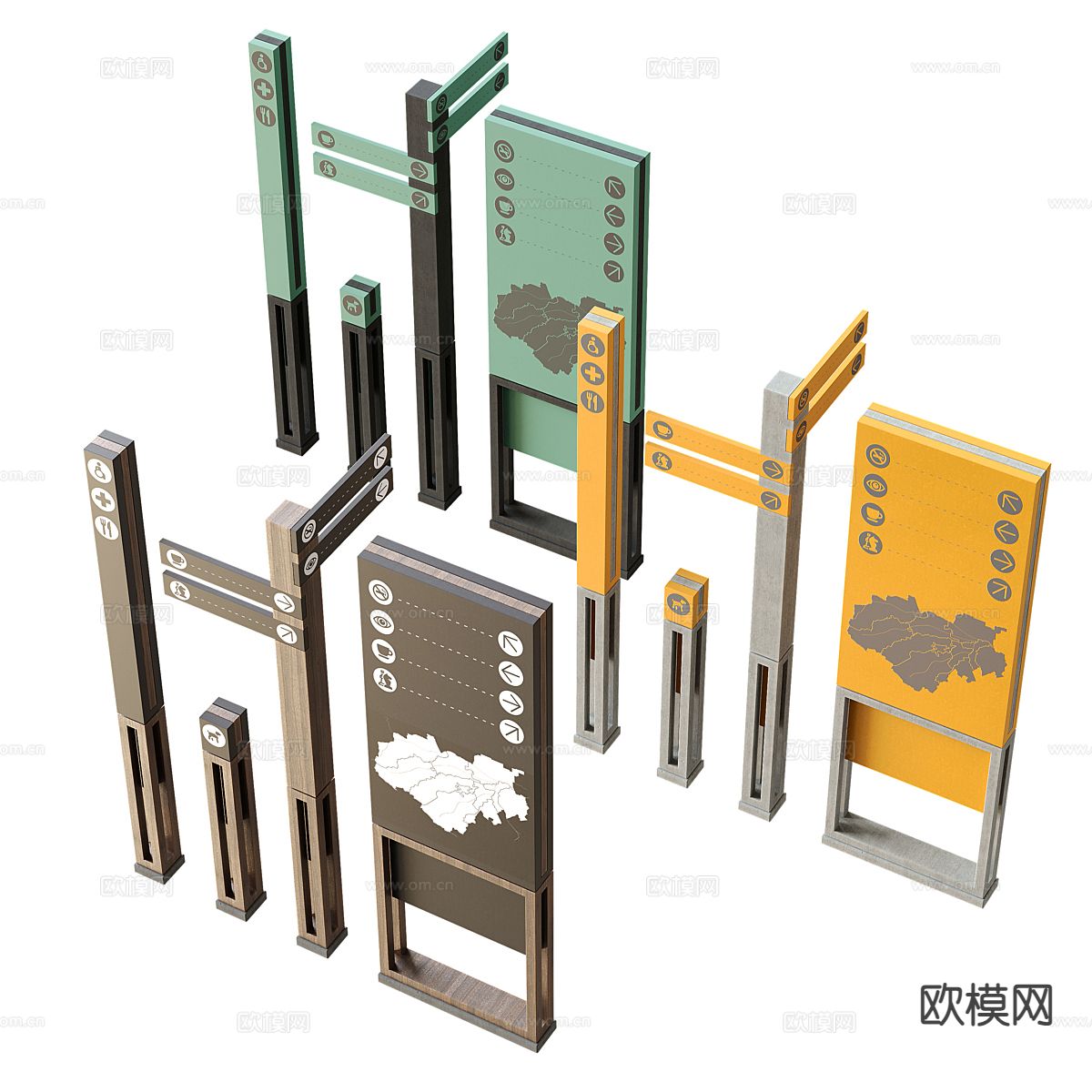 公共指示牌 标识牌 导视牌 标志牌3d模型