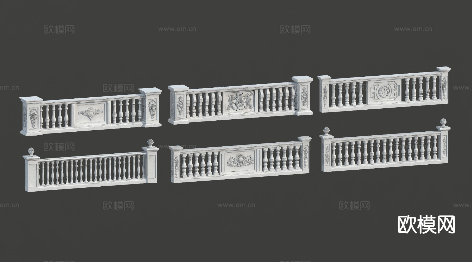 简欧护栏 别墅栏杆 围栏3d模型