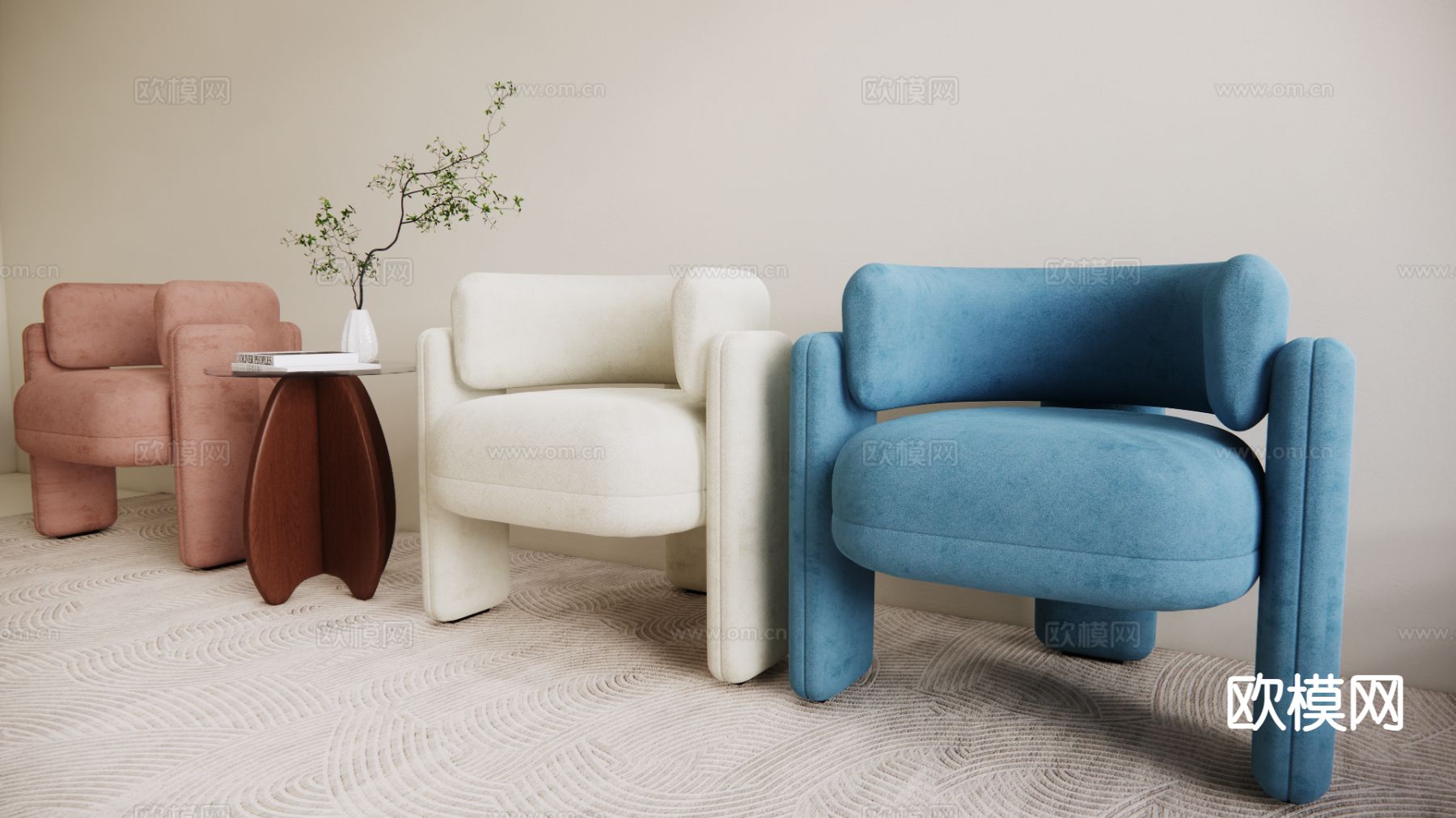 轻奢风沙发椅 休闲椅su模型下载（渲染图2）