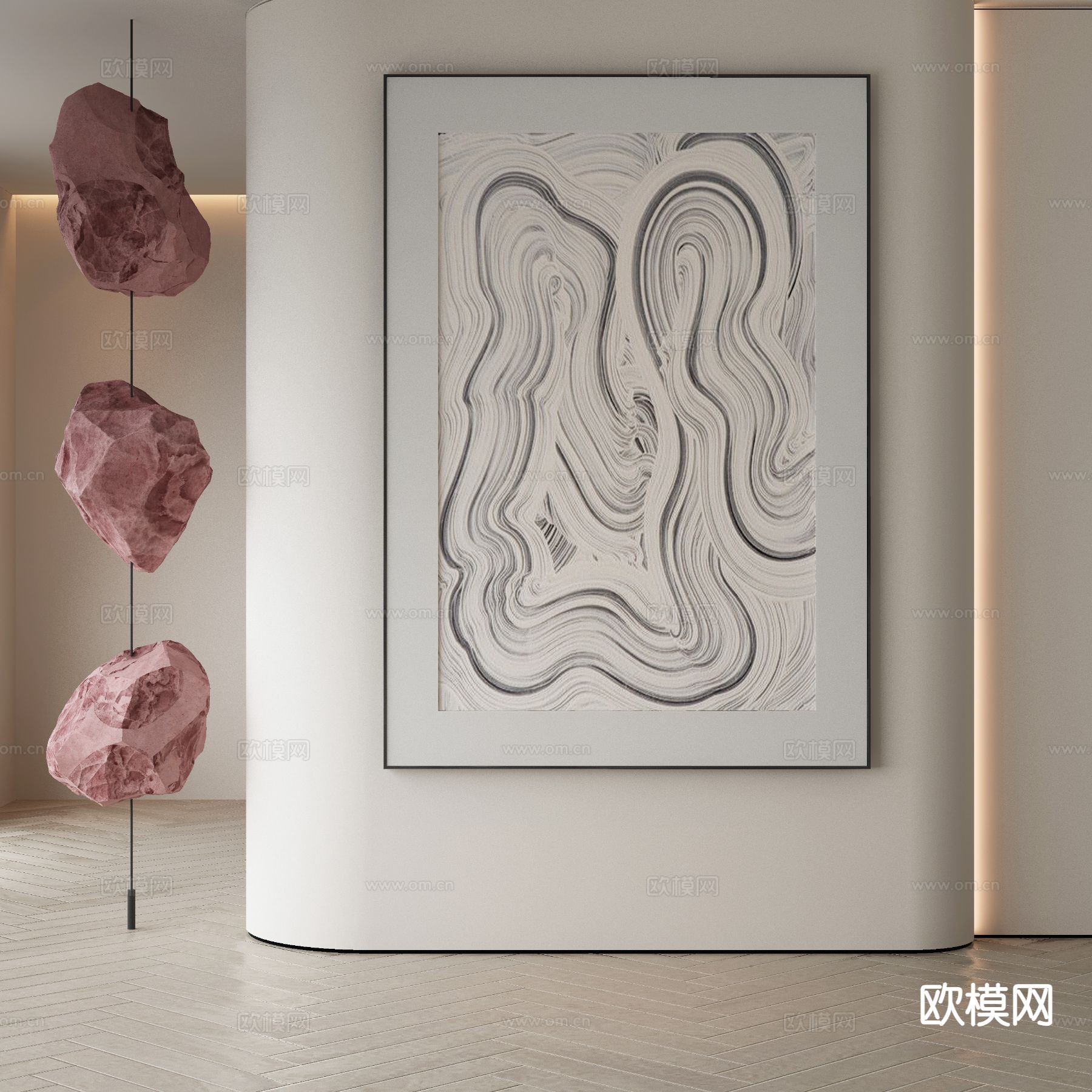 侘寂画 肌理画 抽象画 装饰画 挂画3d模型