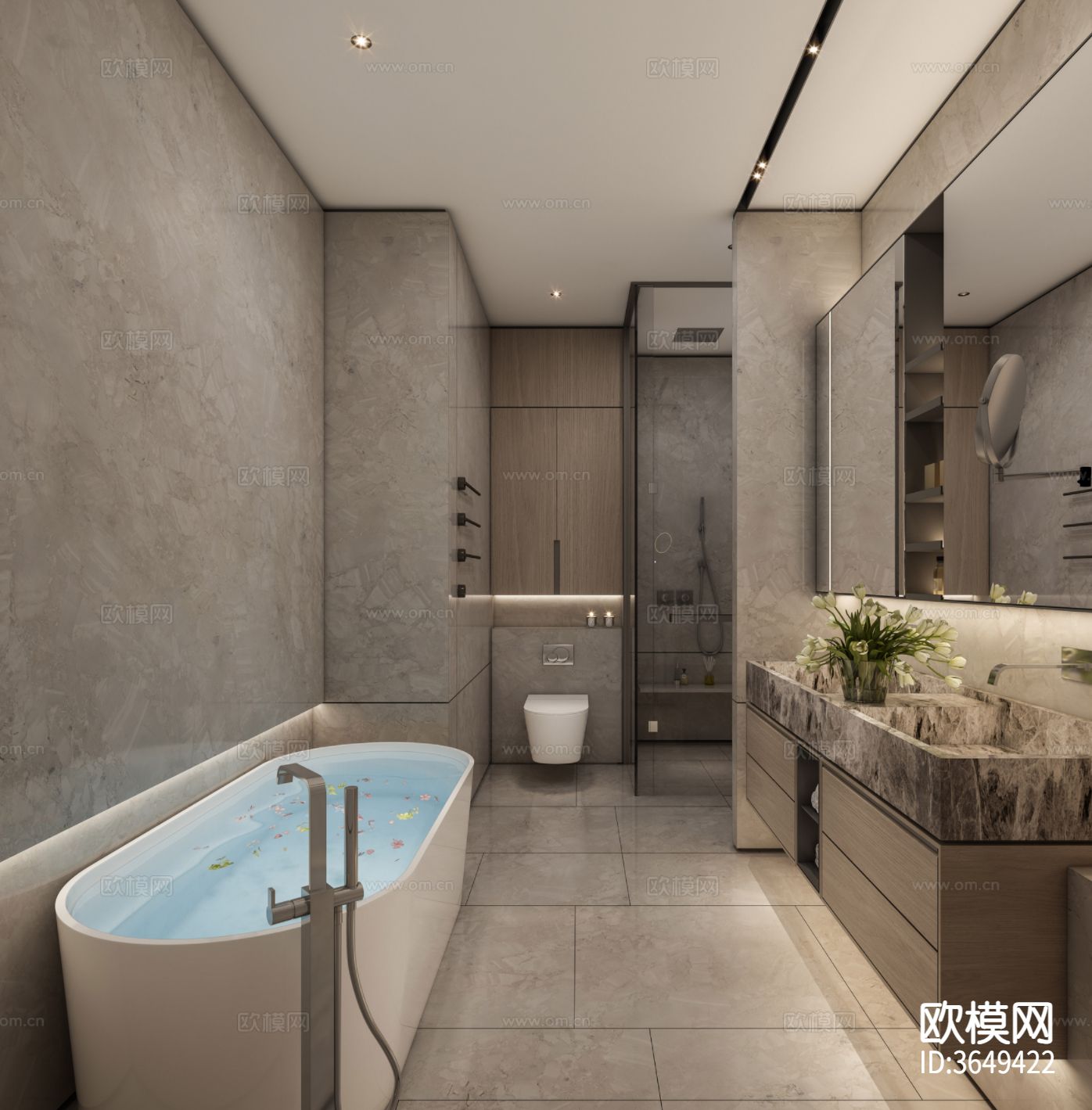 DIA丹健国际-深圳太子湾湾境A户型样板房cad施工图下载（渲染图5）