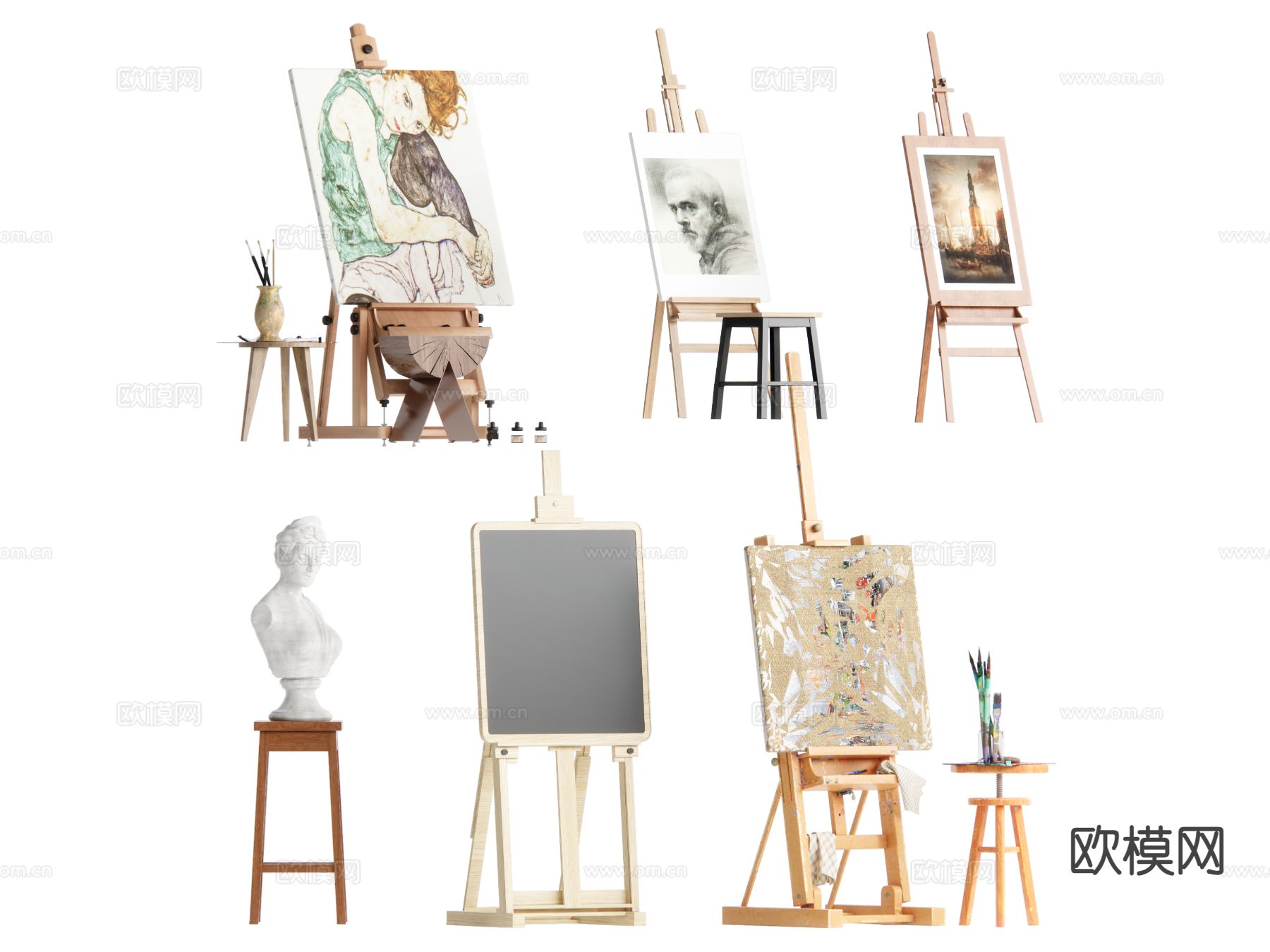 现代画架 画具su模型下载（渲染图2）