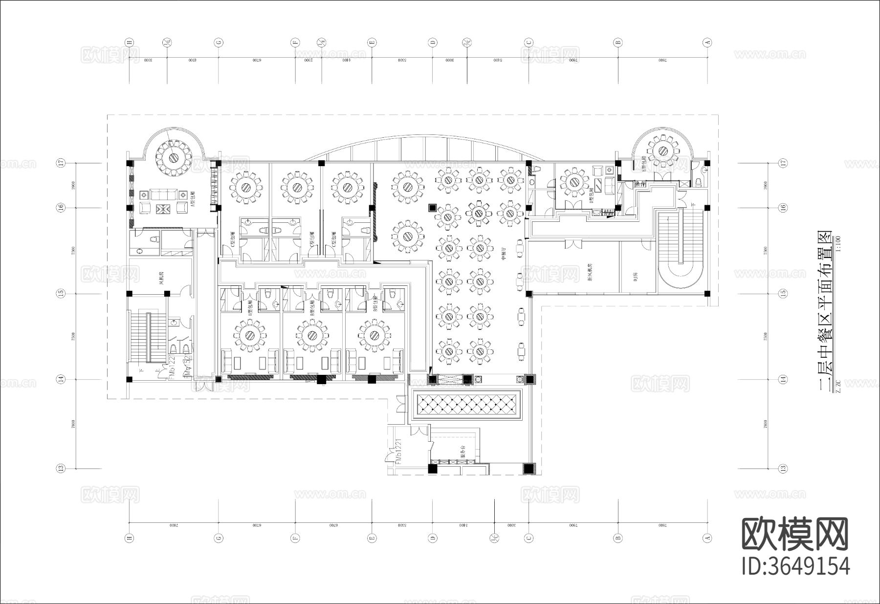 37套中餐厅cad施工图下载（渲染图5）