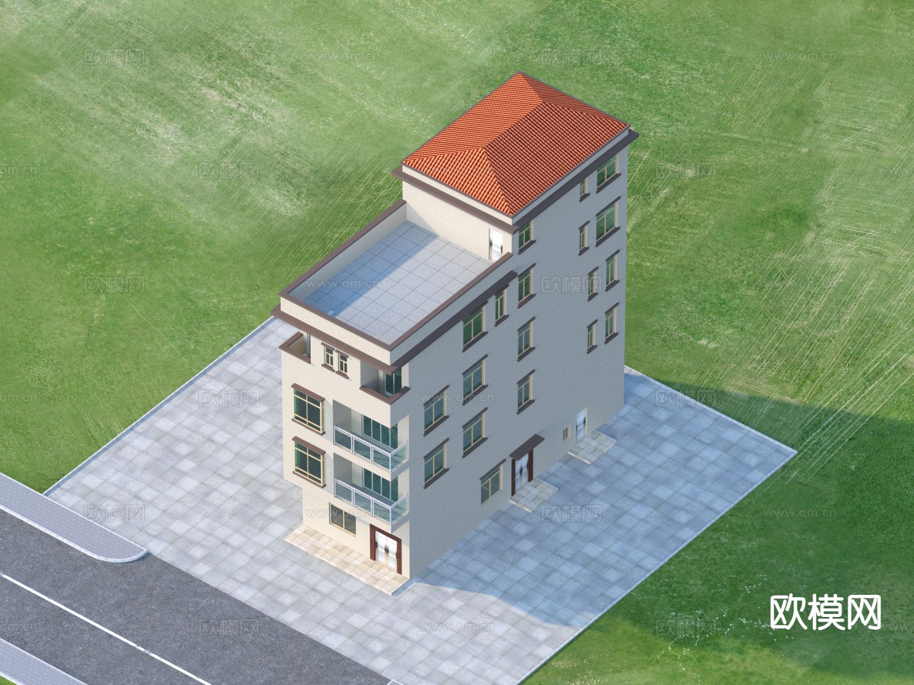 现代自建房建筑外观3d模型