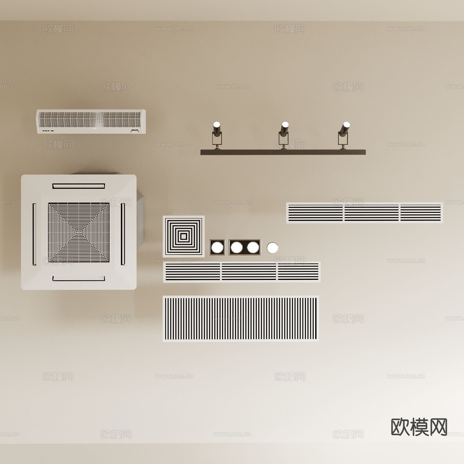 空调出风口 排风口 新风口3d模型