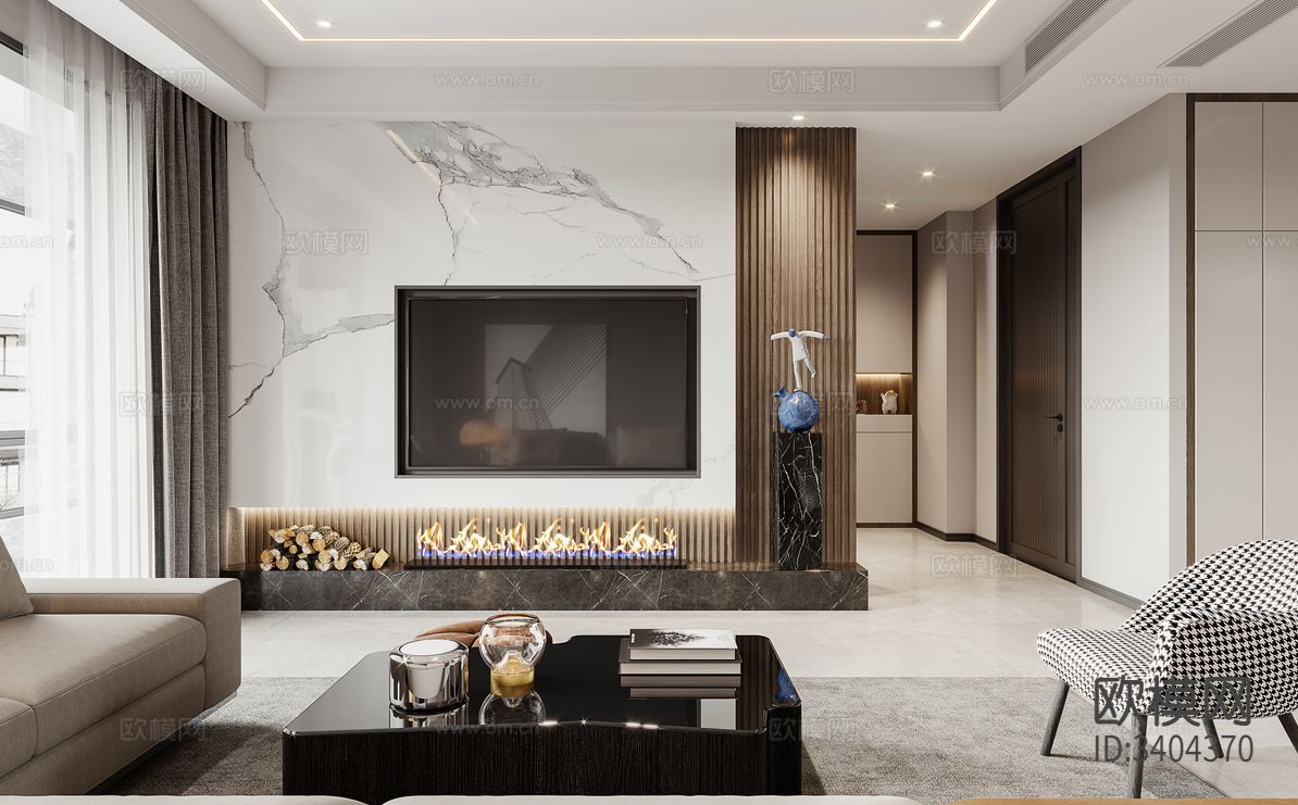 现代客厅 电视背景墙效果图下载（渲染图12）