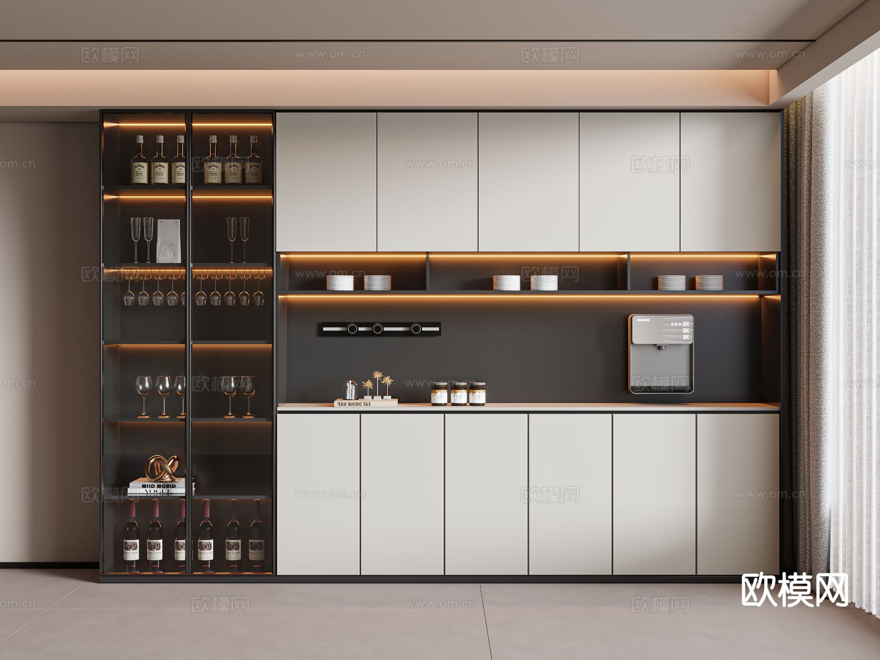 现代酒柜 餐边柜3d模型下载